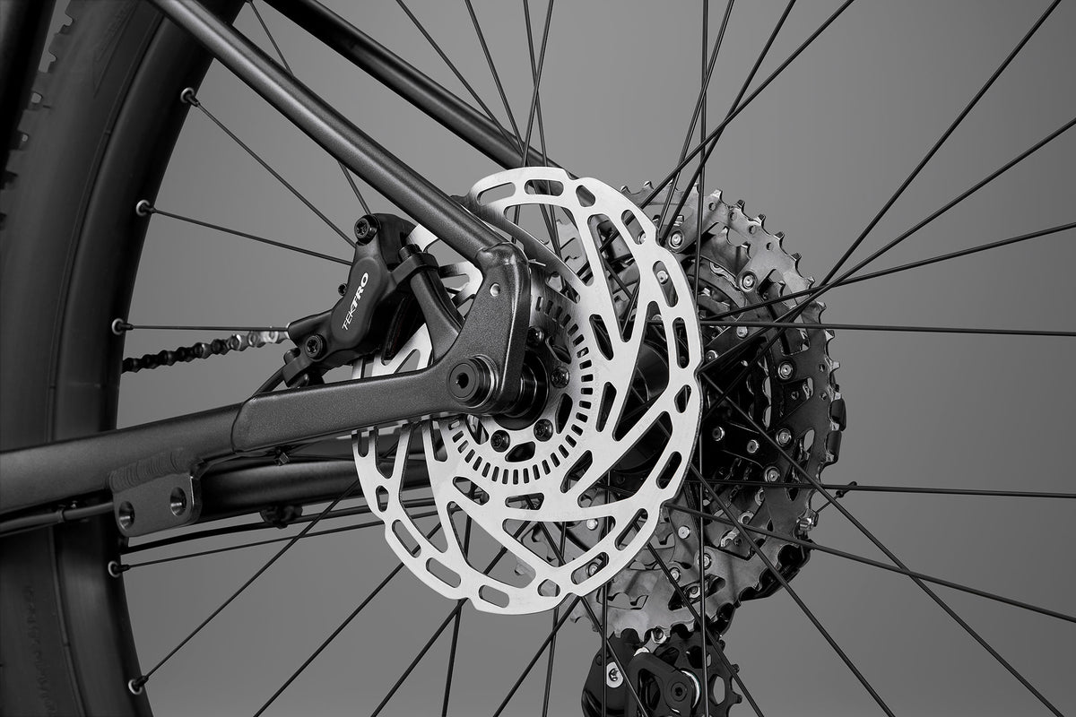 Whyte Secta E, Gun metal, detail brzdy