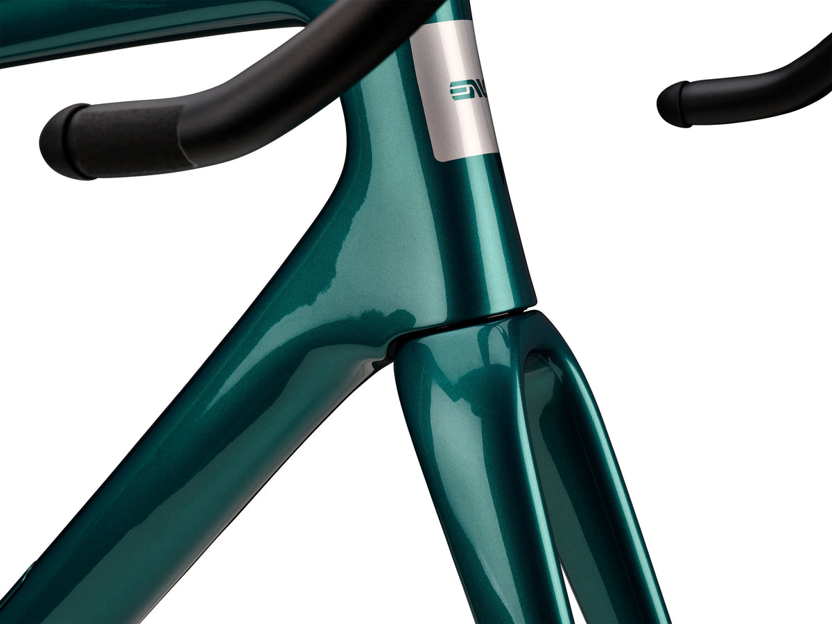 ENVE Fray rámová sada, Agave Blue, detail hlavové trubky #Barva_Agave Blue